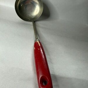 Vintage EKCO USA Stainless Steel Soup Ladle Red Handle Mid Century Kitchen